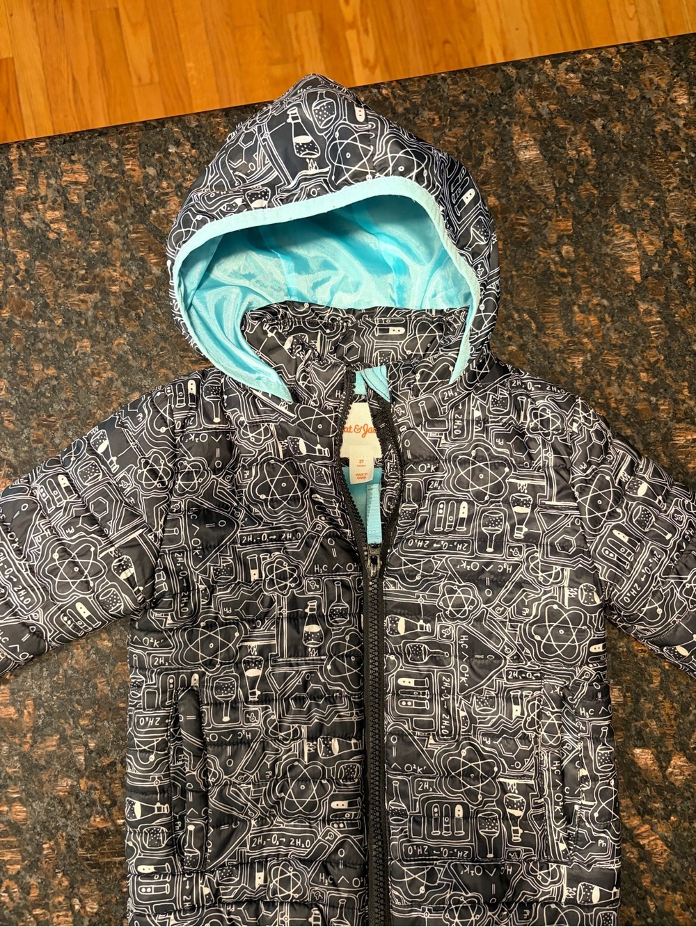 2 Cat & Jack Black Jackets Size 3T  Light Blue Lining Science Lab Print Unisex